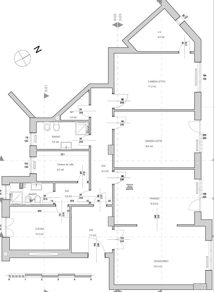 Casa SG - Cucina, pranzo e soggiorno separati ma uniti - ArchitetturaInCasa  - PROGETTI