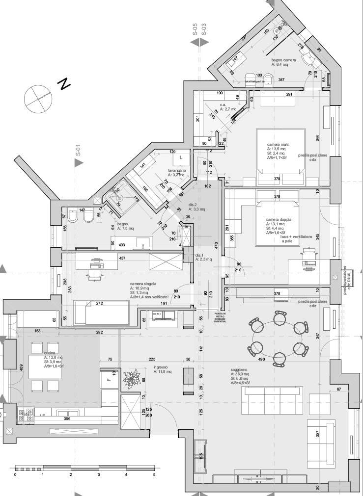 Casa SG - pianta architettonico e arredi - architetturaincasa