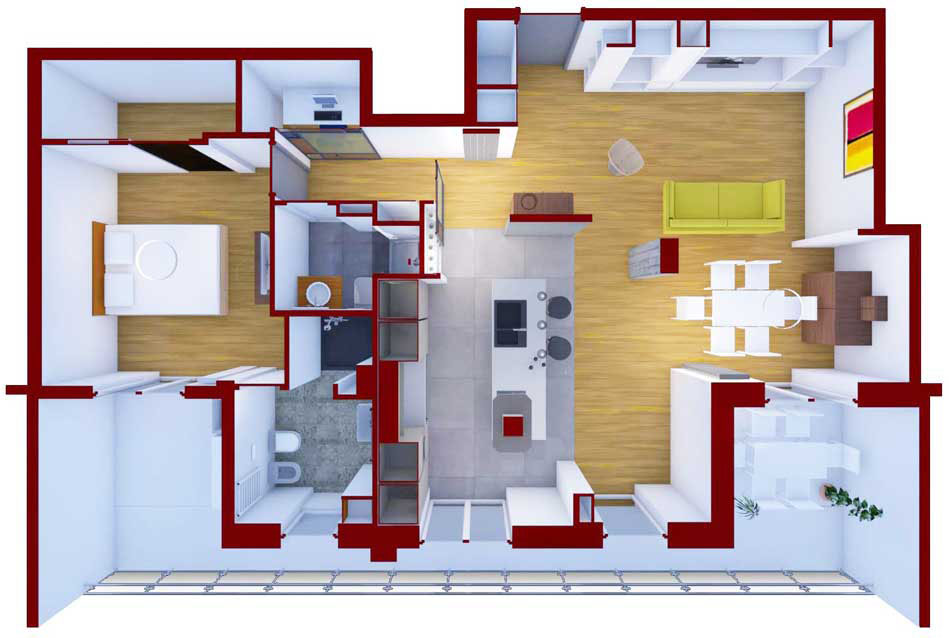 pianta 3d dell'appartamento