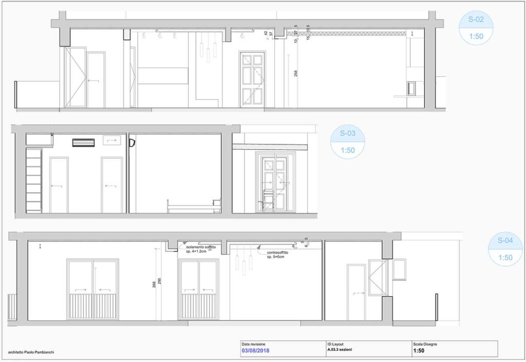 casa AI - Disegni di progetto, sezioni.