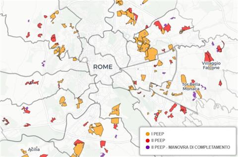 Mappa Piani di Zona PEEP Roma e affrancazione immobili