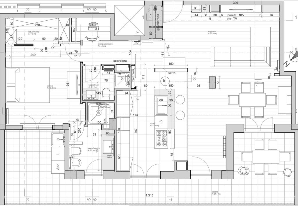 casa F, planimetria architettonica di progetto