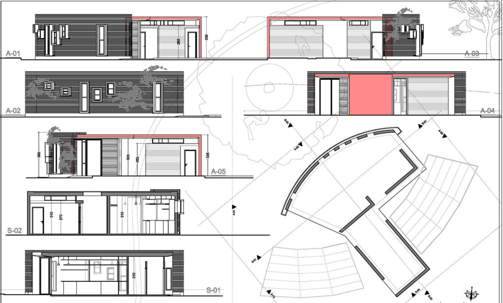 villa fiorelli prospetti e sezioni